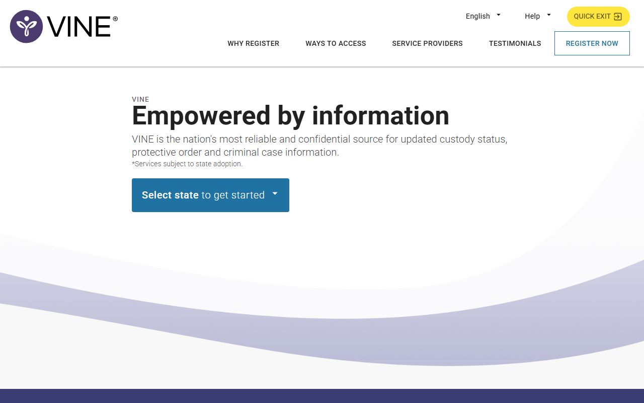 VINELink custody notification page for Juniata County inmate records